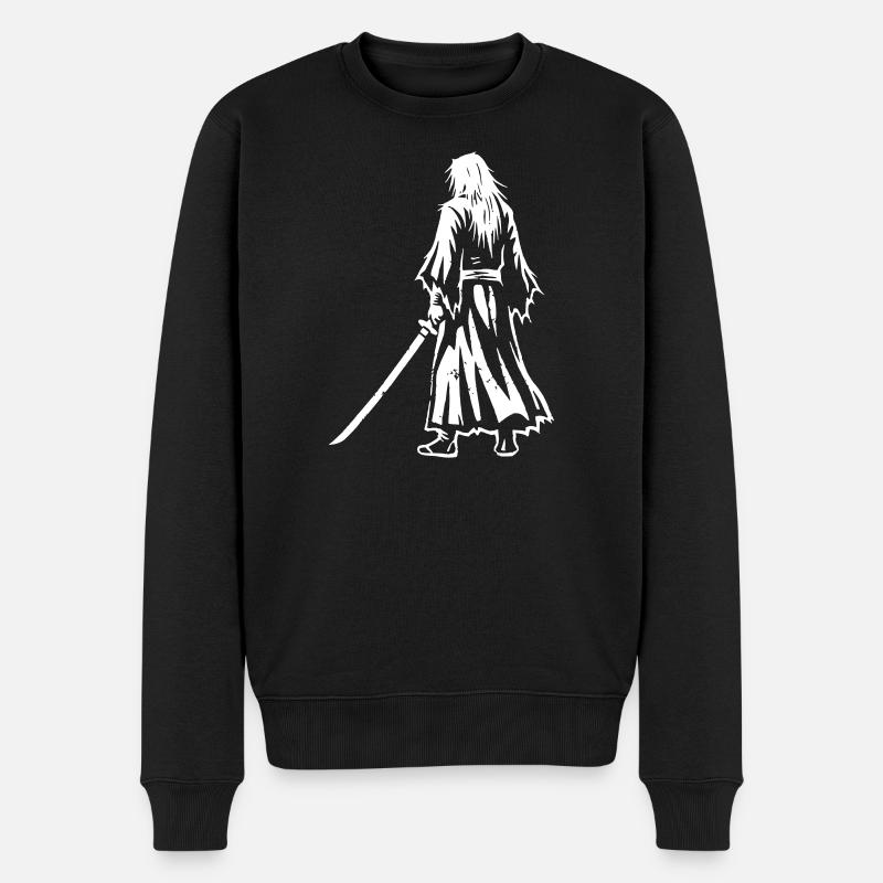 Anime Ronin Swordsman Back - Pull Premium bio Homme - noir