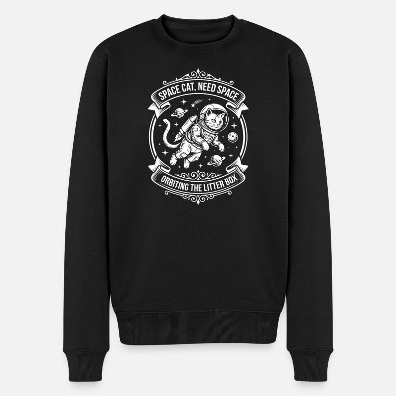 Space Cat – Need Space - Männer Premium Bio Pullover - Schwarz