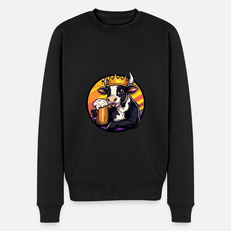 Kuh Bier - Männer Premium Bio Pullover - Schwarz