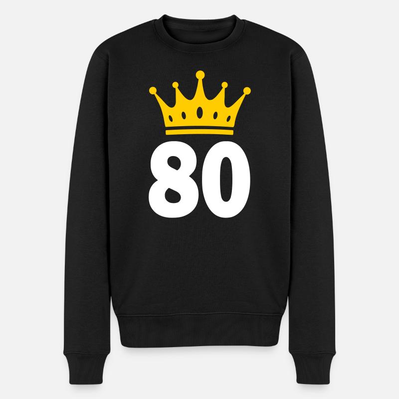 80 Krone 80. Geburtstag 80 Jahre - Männer Premium Bio Pullover - Schwarz