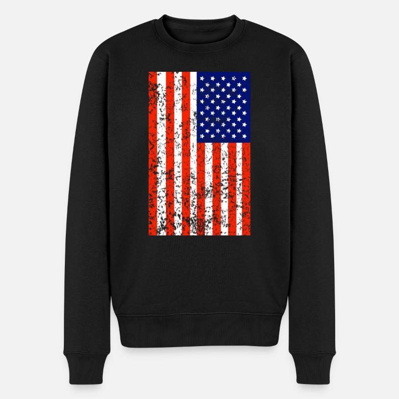 USA Flagge - Männer Premium Bio Pullover - Schwarz