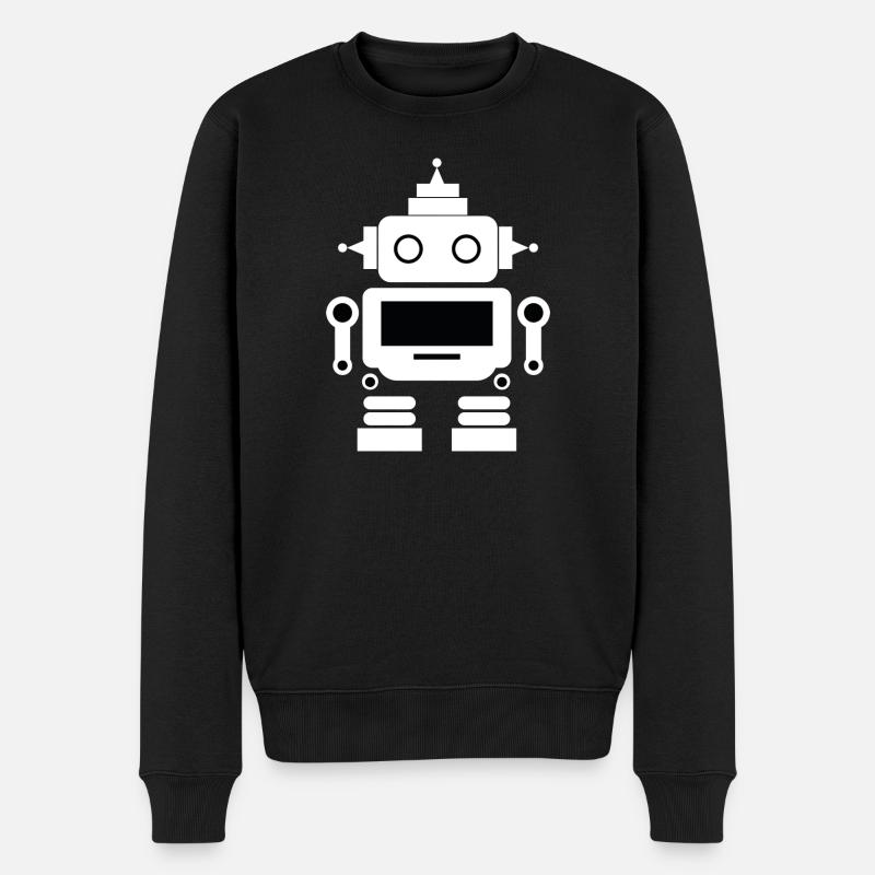 Roboter - Männer Premium Bio Pullover - Schwarz