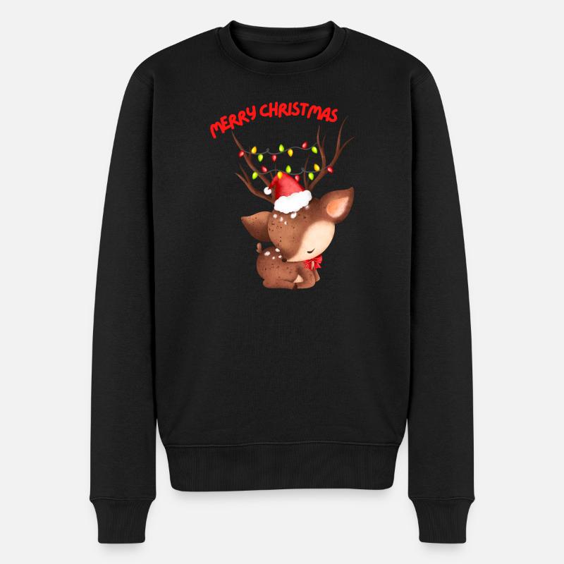 Weihnachten - Merry Christmas - Reh - Männer Premium Bio Pullover - Schwarz
