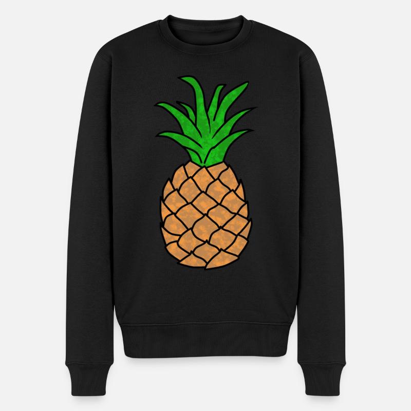 Ananas Zeichnung - Männer Premium Bio Pullover - Schwarz