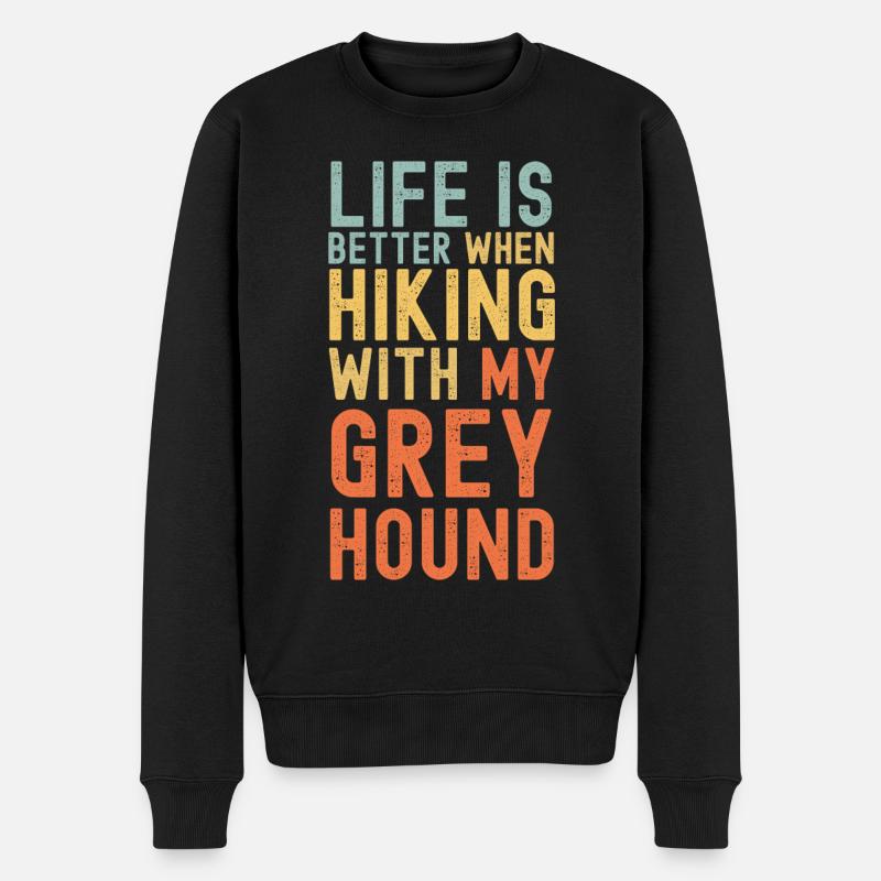 Windhund Wanderhund retro - Männer Premium Bio Pullover - Schwarz