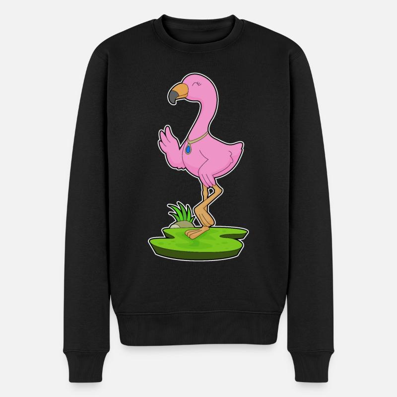 Collier Flamant rose - Pull Premium bio Homme - noir