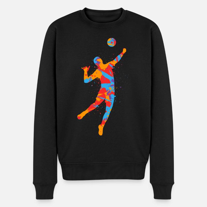 Volleyball Spieler Bunt Kinder Volleyballer Jungen - Männer Premium Bio Pullover - Schwarz