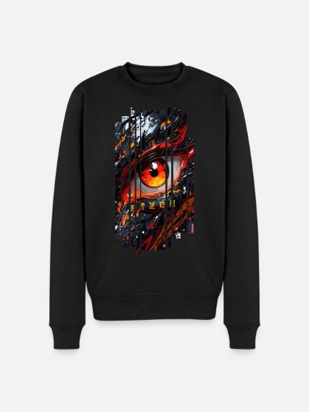 Cyborg Eyes Drachenmädchen - Männer Premium Bio Pullover - Schwarz