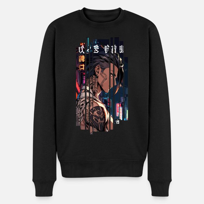 Homme tatoué cyber rouge - Pull Premium bio Homme - noir
