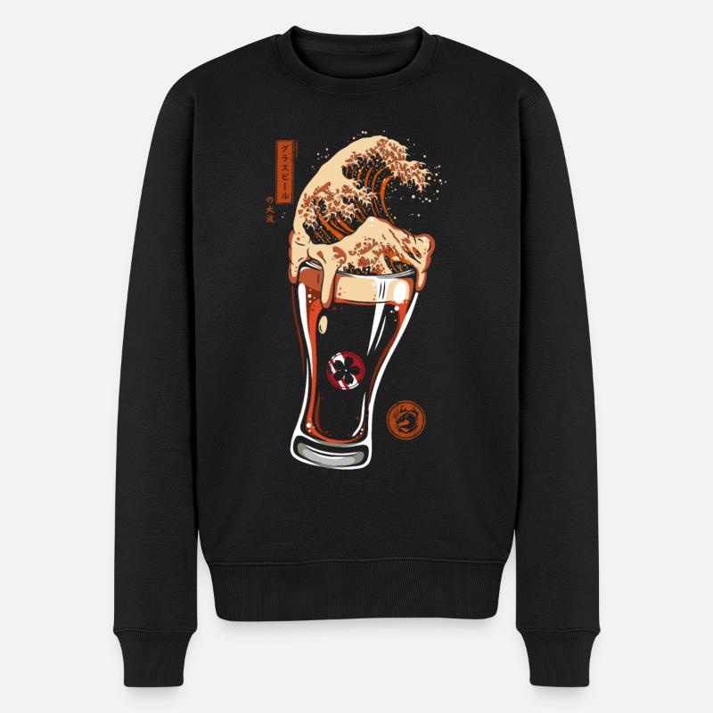 Great Wave Glasbier - Männer Premium Bio Pullover - Schwarz