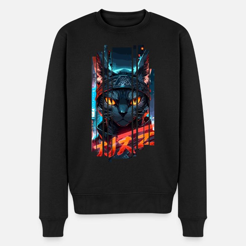 Cyber chat Urban city néon - Pull Premium bio Homme - noir