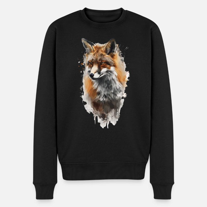Jagd Jäger Fuchs Bestseller - Männer Premium Bio Pullover - Schwarz