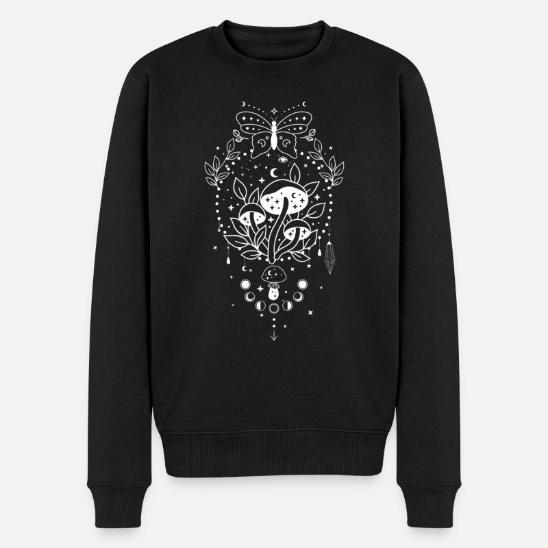 Magischer Natur Pilz - Männer Premium Bio Pullover - Schwarz