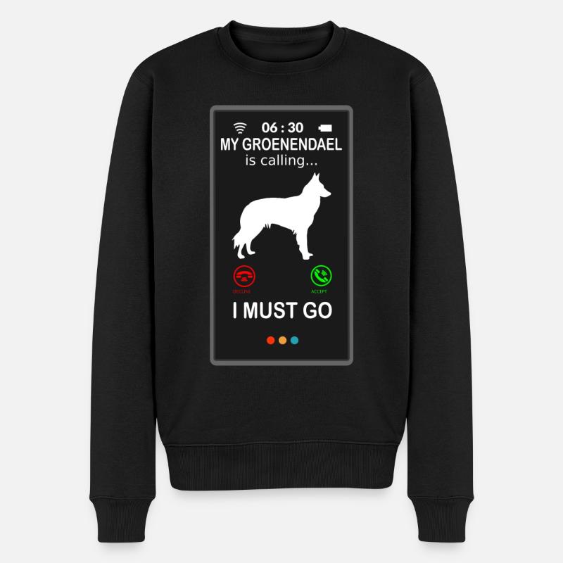 Groenendael Belgian Shepherd is Calling - Men's Premium Organic Jumper - black