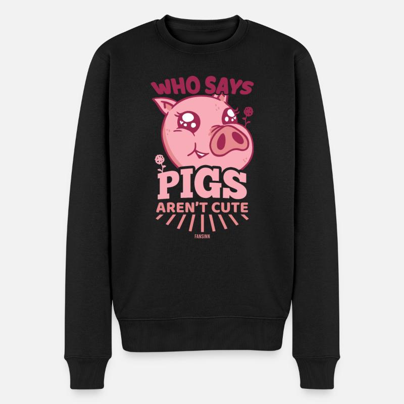 Schwein Mädchen Ferkel - Männer Premium Bio Pullover - Schwarz