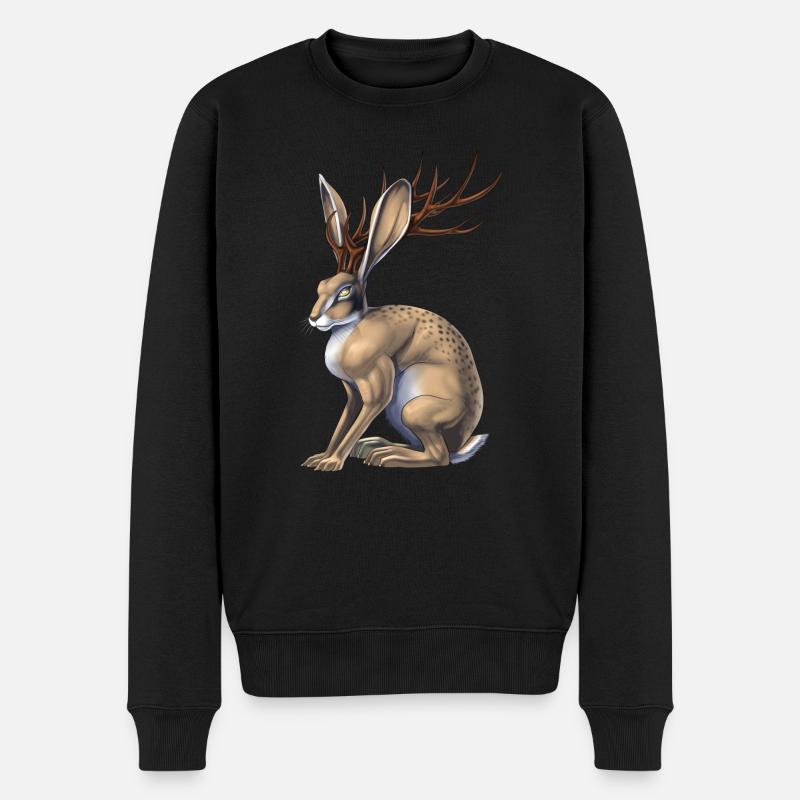 Créature cryptide Jackalope - Pull Premium bio Homme - noir