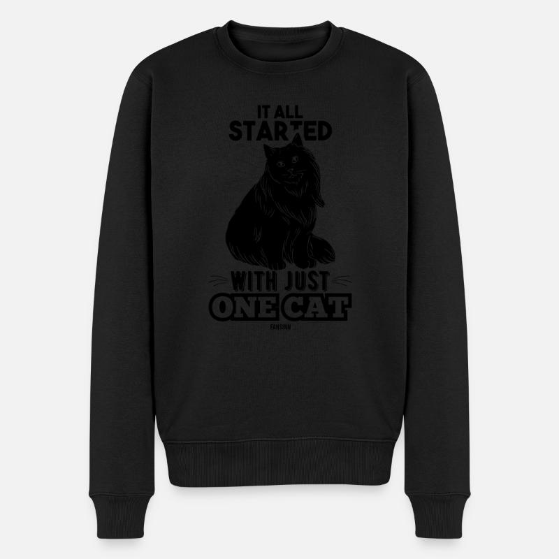 Katze - Männer Premium Bio Pullover - Schwarz