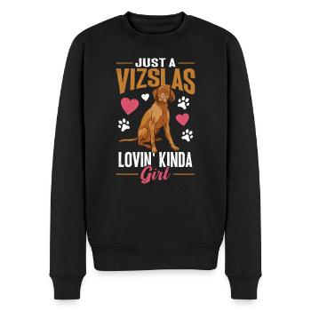 Just a Vizslas loving kind of girl - Men's Premium Organic Jumper - black - Front - Nico (187cm)
