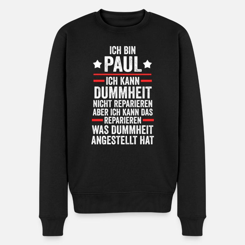 Paul - Männer Premium Bio Pullover - Schwarz