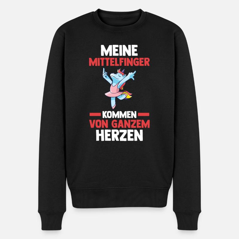 Mittelfinger Einhorn - Männer Premium Bio Pullover - Schwarz