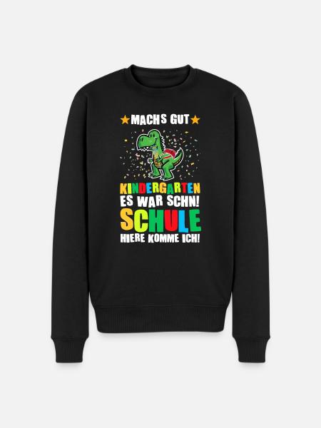 Schulkind Dino Schulanfänger Geschenk - Männer Premium Bio Pullover - Schwarz