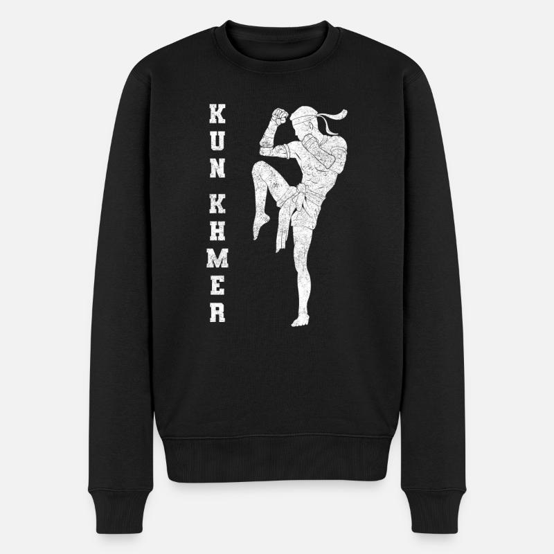 Temple du Cambodge Khmer Vintage drapeau je cadeau - Pull Premium bio Homme - noir