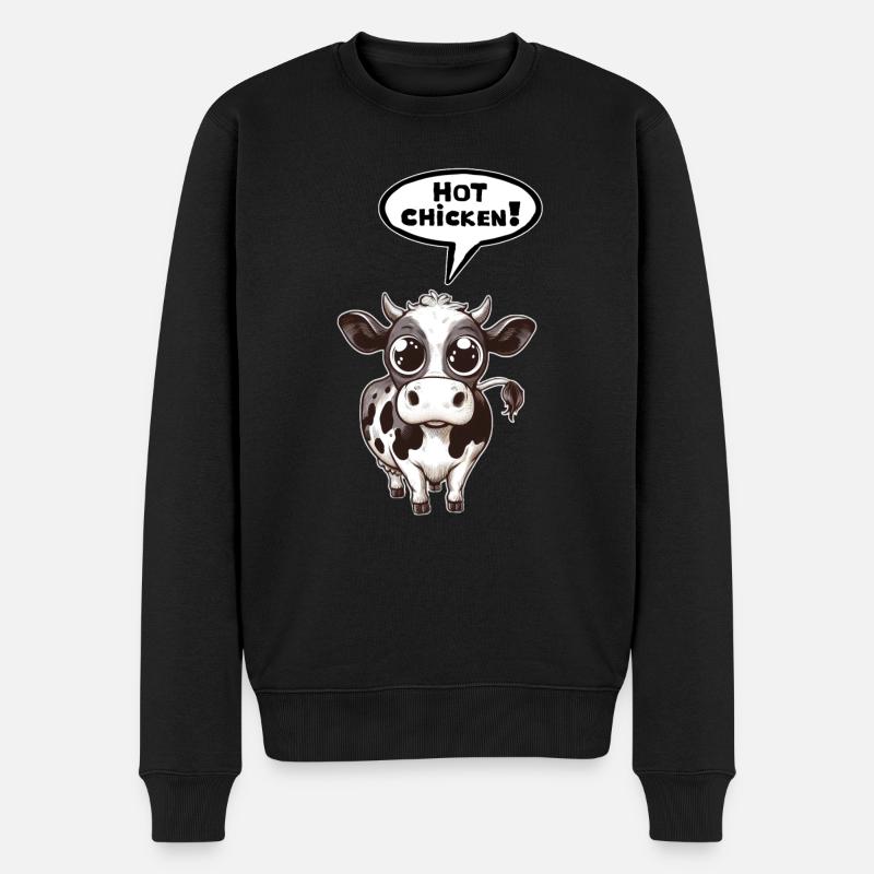 Kuh Sprechblase Hot Chicken - Männer Premium Bio Pullover - Schwarz