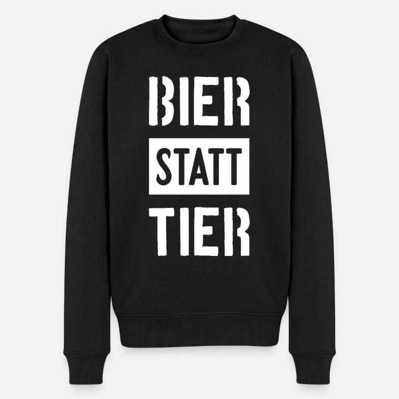 BIER STATT TIER VEGAN - Männer Premium Bio Pullover - Schwarz