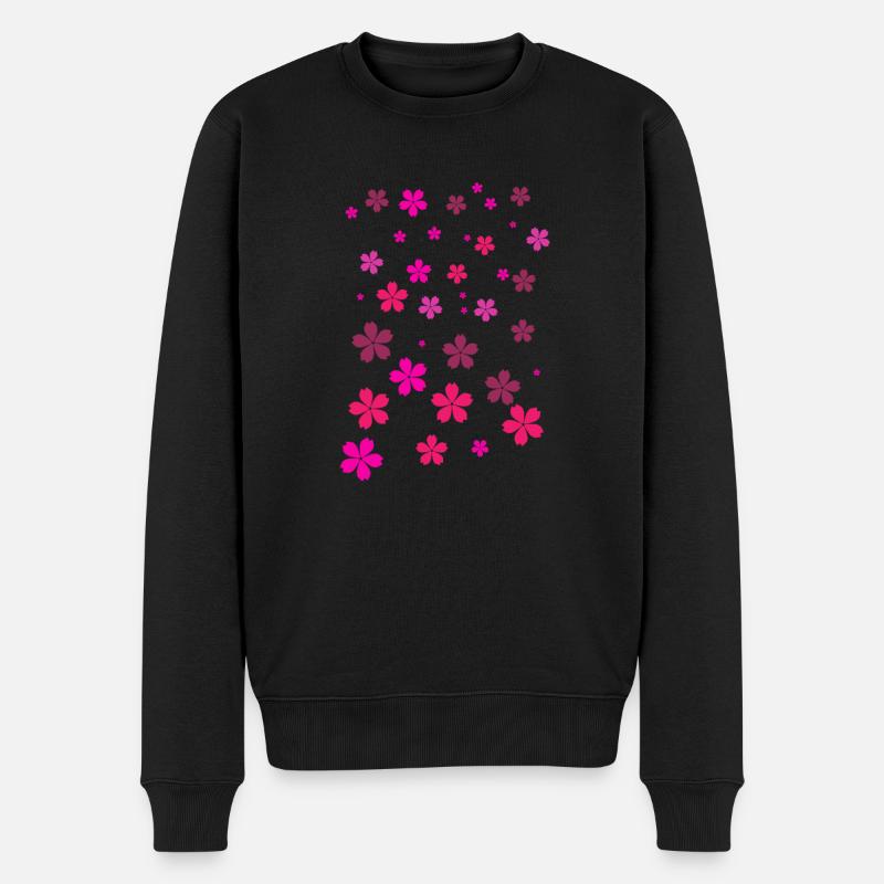 Rote Blumen, Blumen, Blumen,pinke Blumen - Männer Premium Bio Pullover - Schwarz
