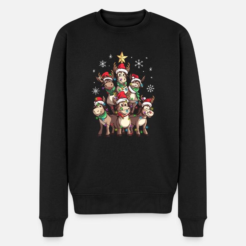 Esel Weihnachten Weihnachtsmann - Männer Premium Bio Pullover - Schwarz