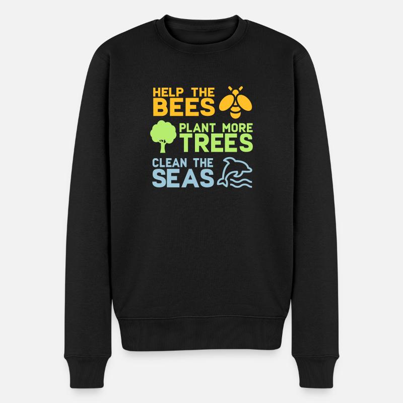 Help the Bees Plant More Trees | Wald Bäume Natur - Männer Premium Bio Pullover - Schwarz