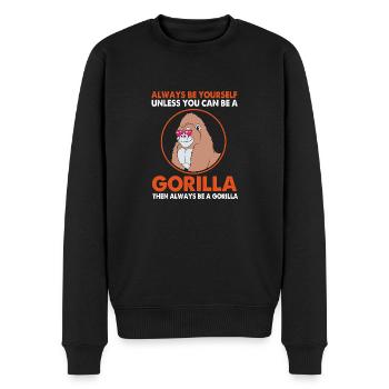 Gorilla - Männer Premium Bio Pullover - Schwarz - Vorne - Nico (187cm)
