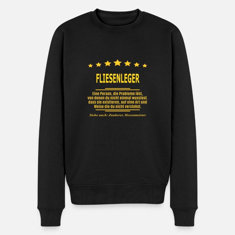 FLIESENLEGER - Männer Premium Bio Pullover - Schwarz