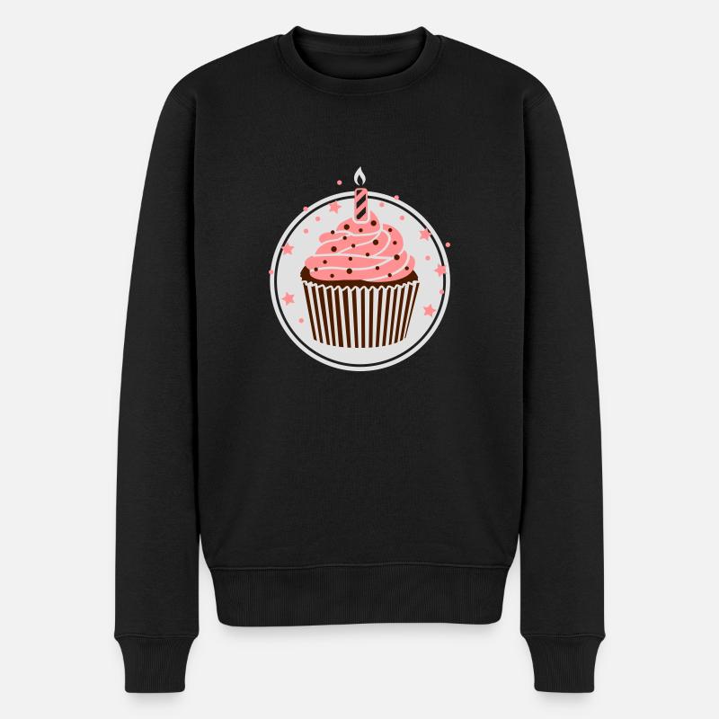 Muffin mit Kerze - Männer Premium Bio Pullover - Schwarz