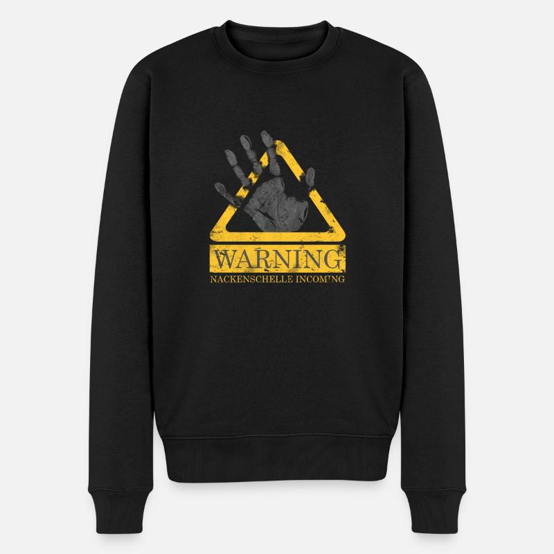 Warning Nackenschelle Incoming - Männer Premium Bio Pullover - Schwarz