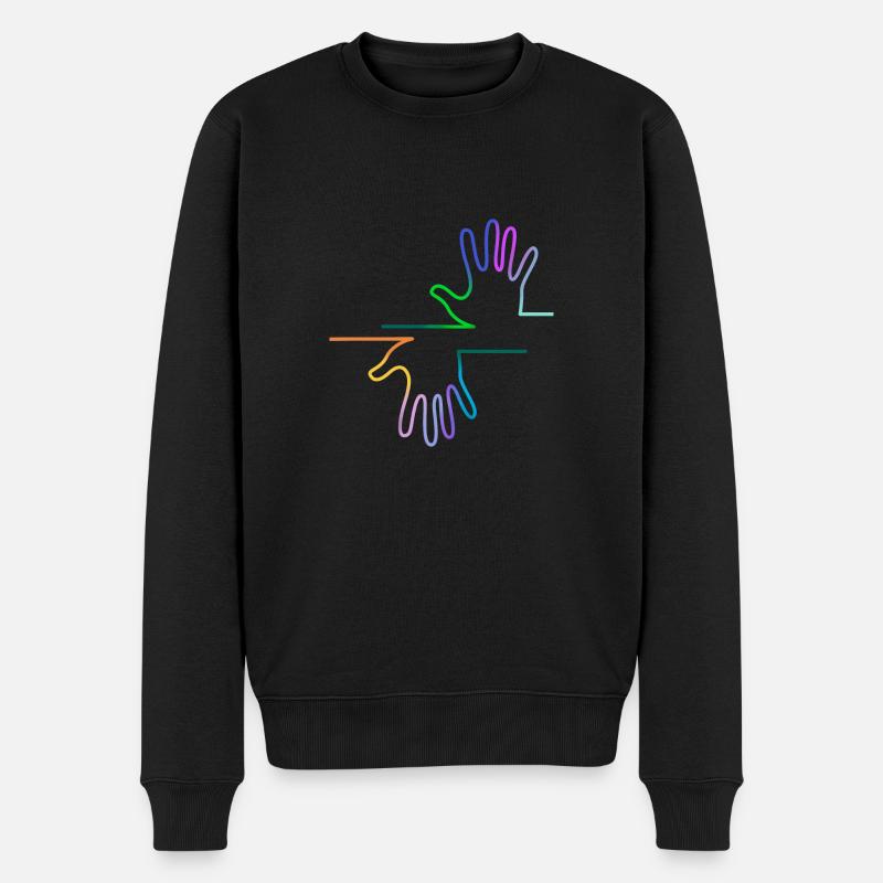 bunte Hände - Männer Premium Bio Pullover - Schwarz