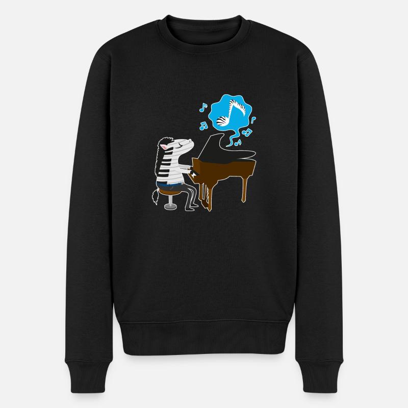 Ein Zebra spielt Klavier - Männer Premium Bio Pullover - Schwarz