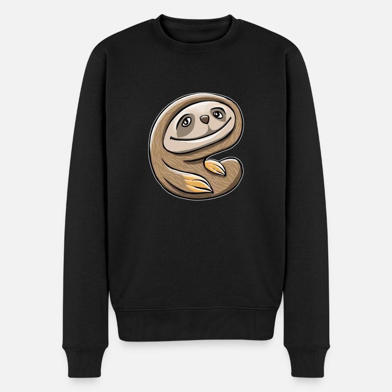 Happy Sloth - Männer Premium Bio Pullover - Schwarz