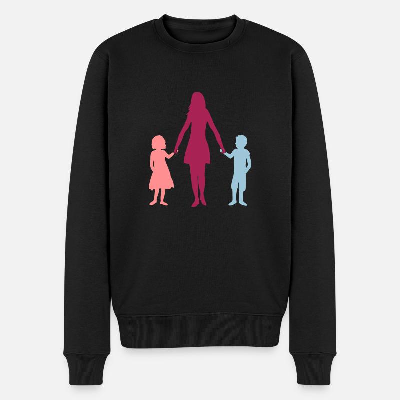 Mama 2 Kinder - Männer Premium Bio Pullover - Schwarz