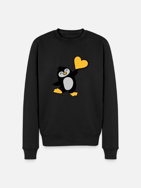 Friendly penguin shows heart - Men's Premium Organic Jumper - black