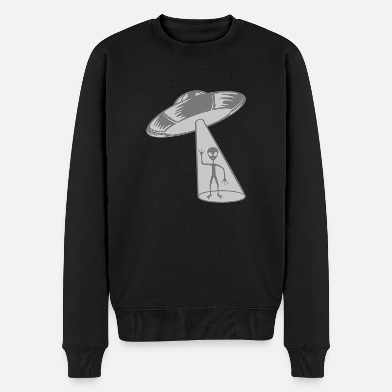 Ufo Alien winkt freundlich - Männer Premium Bio Pullover - Schwarz