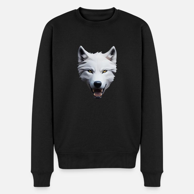 Wolf - Männer Premium Bio Pullover - Schwarz