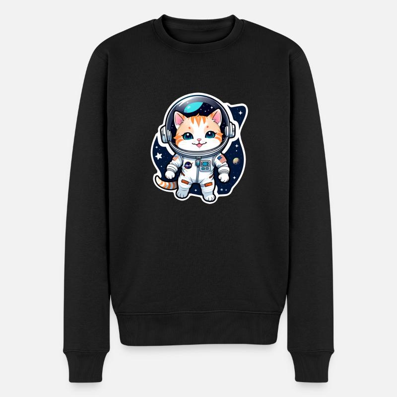 chat astronaute - espace - Pull Premium bio Homme - noir