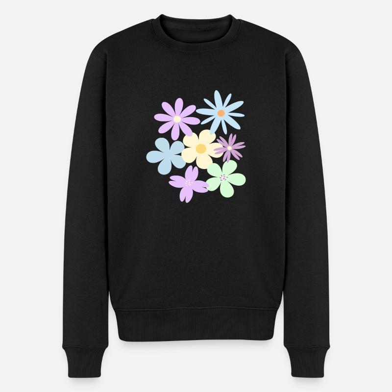Blumen - Männer Premium Bio Pullover - Schwarz
