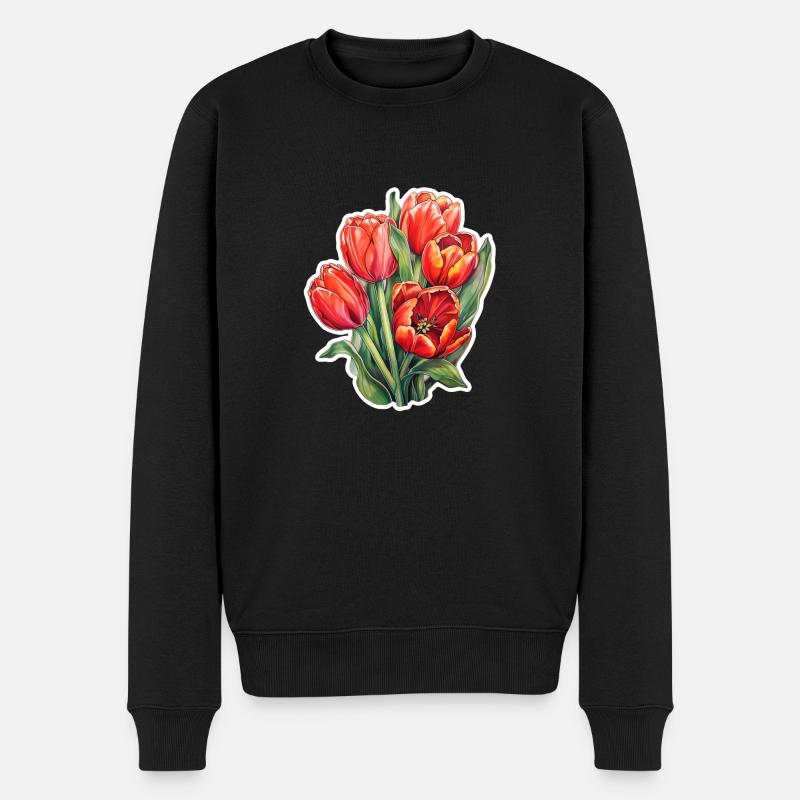 Tulpen 5 Blumen - Männer Premium Bio Pullover - Schwarz