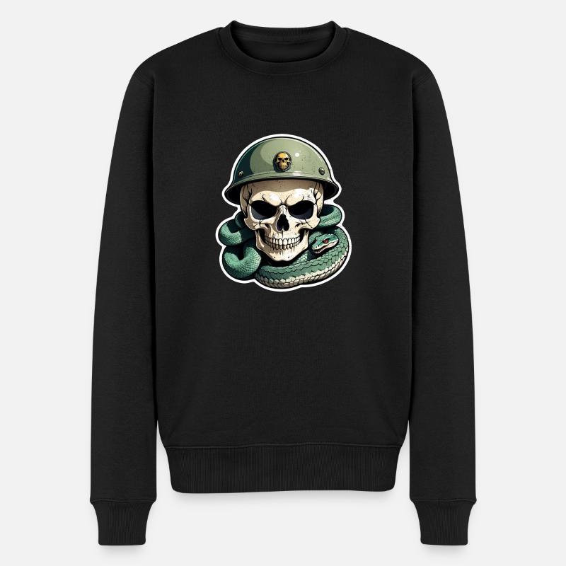 Schlangenskelett und Tattoo - Männer Premium Bio Pullover - Schwarz