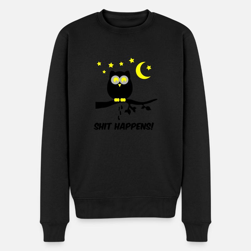 Owl Shit Happens 02 - Pull Premium bio Homme - noir