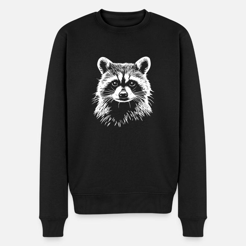 Waschbär - Männer Premium Bio Pullover - Schwarz