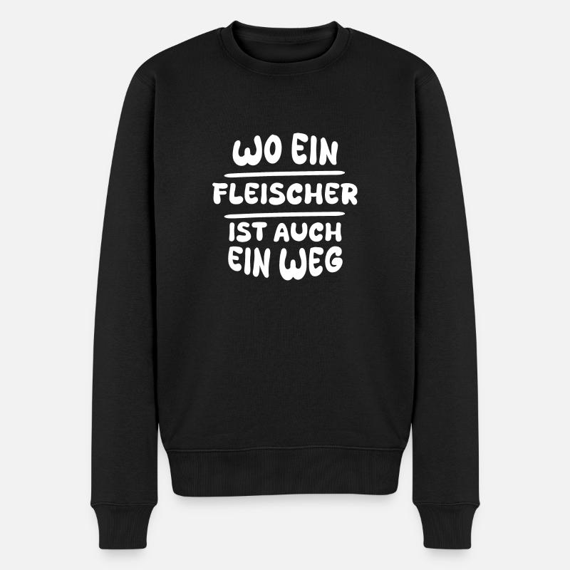 Fleischer als Fleischer - Männer Premium Bio Pullover - Schwarz