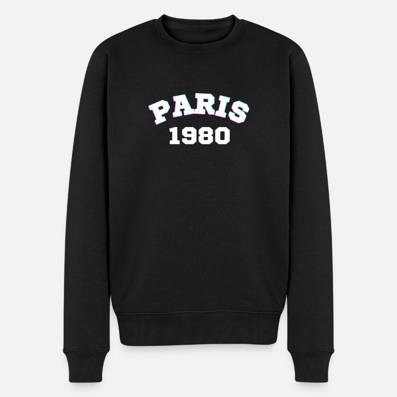 Paris 1980 Design - Männer Premium Bio Pullover - Schwarz